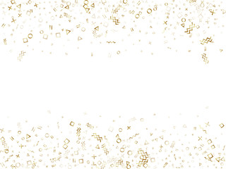 Memphis style geometric confetti vector background of triangle circle square shapes, chevron wavy lines.