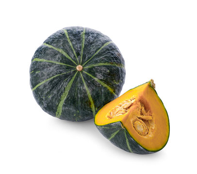 Green pumpkin isolated on the white background