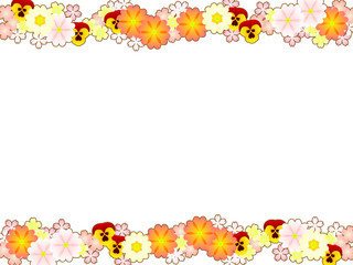 春のかわいい花のフレーム