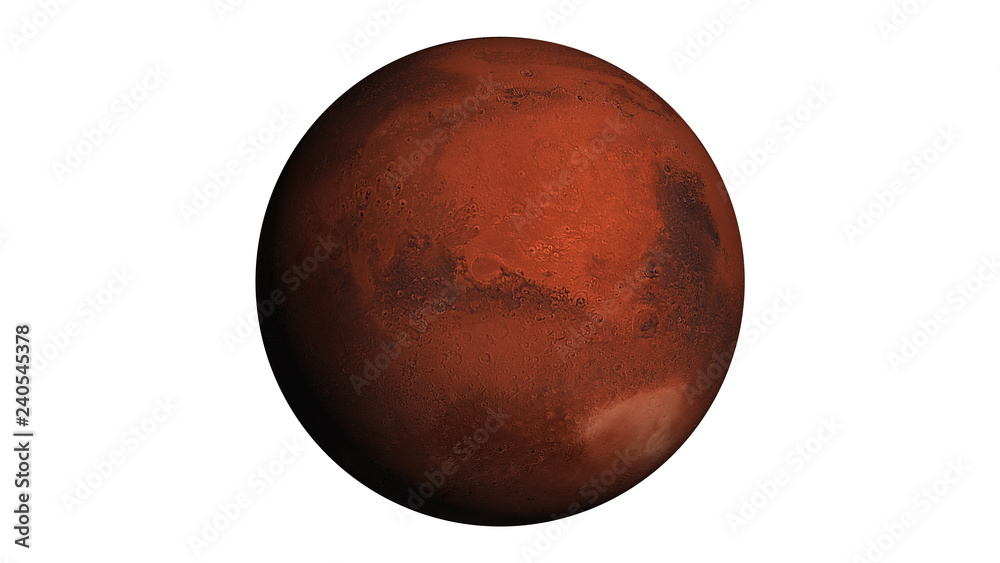Wall mural realistic mars in space with clipping path . texture map courtesy of nasa.