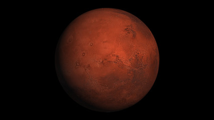 Obraz na płótnie Canvas Realistic Mars in space. Texture map courtesy of NASA.