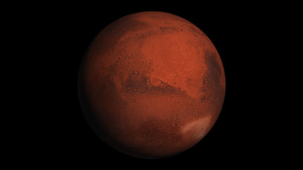 Realistic Mars in space. Texture map courtesy of NASA.
