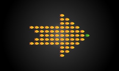 Orange Fish that form arrow formations template
