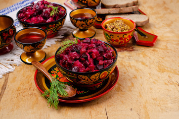 Traditional salad of boiled vegetables