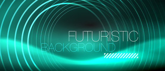 Dark abstract background with glowing neon circles