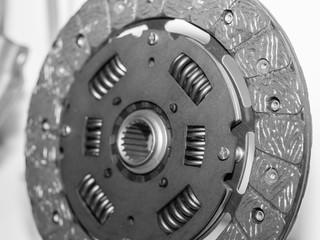 Clutch parts of the car. Clutch disc and clutch basket