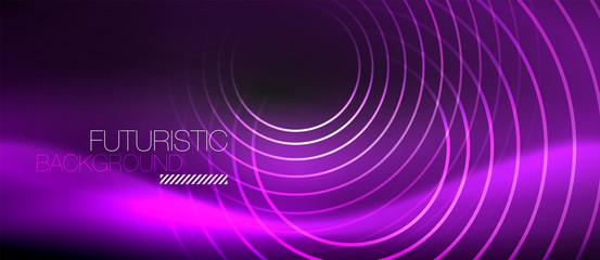 Dark abstract background with glowing neon circles