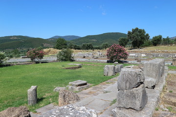 Fototapeta na wymiar Ruins of a treasury in ancient greek city Messini, Peloponnese, Greece