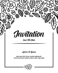 Invitation Card Hand Lettering Floral Vector Illustration