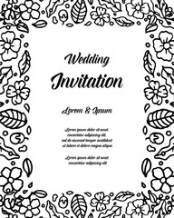 Invitation Card Hand Lettering Floral Vector Illustration