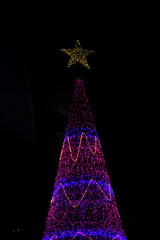 Colorful blurred motion of lights on Chirstmas tree.