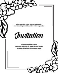 Invitation Card Hand Lettering Floral Vector Illustration