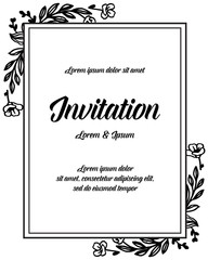 Vintage cute floral frame for invitation vector illustration
