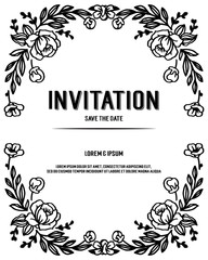 Vintage cute floral frame for invitation vector illustration
