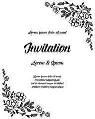 Vintage cute floral frame for invitation vector illustration