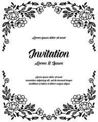 Vintage cute floral frame for invitation vector illustration