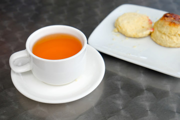 English scones set served on a table  in local restaurant in Cameron Highlands.