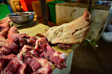Phnom Penh, Cambodia. - June 21, 2018 : The food market in Phnom Penh.