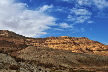 Fototapeta na wymiar Mountain landscape and cloudy sky in Israel
