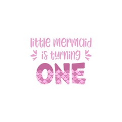 First birthday for little girl with mermaid scales vector illustration