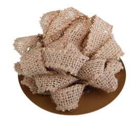 Christmas  bow made of coarse jute  canvas tape isolated