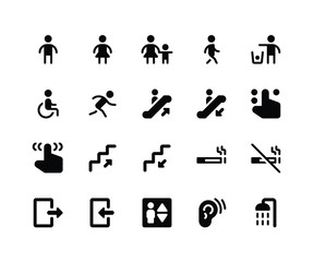  Simple Set of Wayfinding Related Vector Glyph Icons. Contains such Icons as sign, male, women, walking, run, wheelchair and More. pixel perfect vector icons based on 32px grid. Well Organized