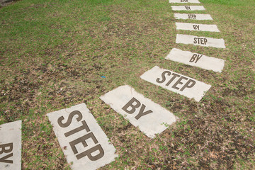 Walking path on a green grass.