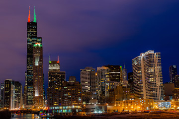 Plakat Chicago skyline at night