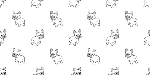 Dog seamless pattern french bulldog vector tile background scarf isolated wallpaper illustration cartoon