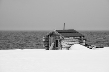 Svalbard hut in snow