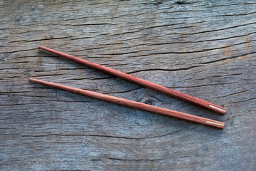 chopsticks and bamboo bowl