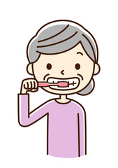 歯磨き　女性　シニア