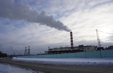 Power line towers, CHP pipe with smoke.......