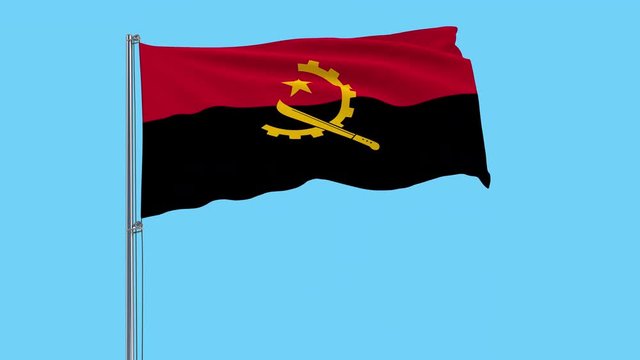 Large cloth Isolate flag of Angola on transparent background, 4k prores footage, alpha transparency.