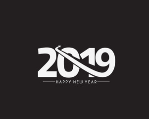 Happy New Year 2019 Text Design  Patter, Vector illustration.