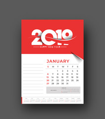 Happy new year 2019 Calendar - New Year Holiday design elements for holiday cards, calendar banner poster for decorations