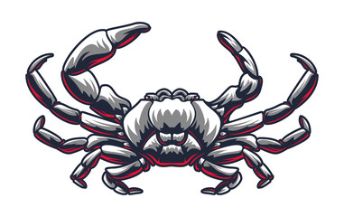 Crab seafood restaurant or bar business company logo template Vector mascot silhouette in old engraving illustration style Retro vintage emblem isolated on white background Great for print menu design
