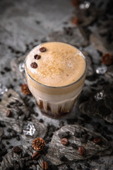 Alcoholic or non-alcoholic coffee cocktail with liqueur, whiskey, cream. Cool drink. Easy Bartenders Recipes and Ideas