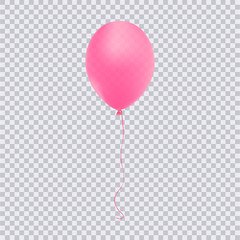 Realistic pink balloon isolated on transparent background. Vector illustration. © kume111000