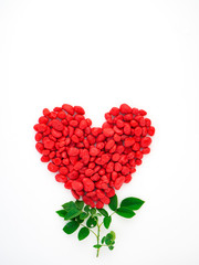 Heart shape red stone with  rose leaf