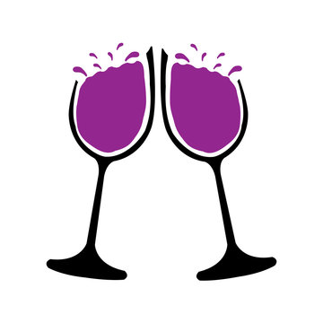 Vector illustration of two glasses of red wine