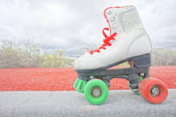 Old Vintage White Skate Boot