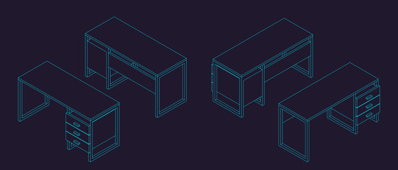 Fototapeta premium Empty office desk. Vector outline illustration.