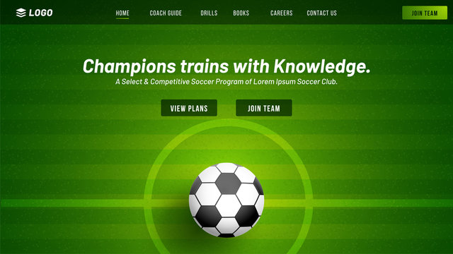 Website or mobile apps landing page design for Soccer tournament.