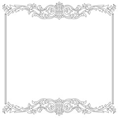 Vintage border frame engraving with retro ornament pattern in antique baroque style decorative design. Vector