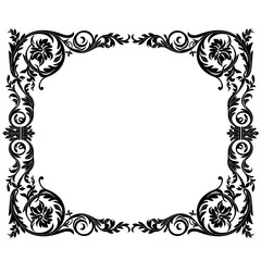 Vintage border frame engraving with retro ornament pattern in antique baroque style decorative design. Vector