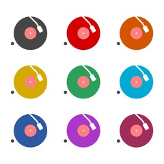 Gramophone logo, Vinyl player icon, color set