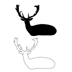 Deer silhouette vector icon, Deer outline icon set