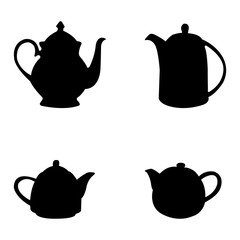 Vector set of four teapots in different styles