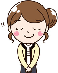 女性会社員OL-お辞儀、お礼、挨拶